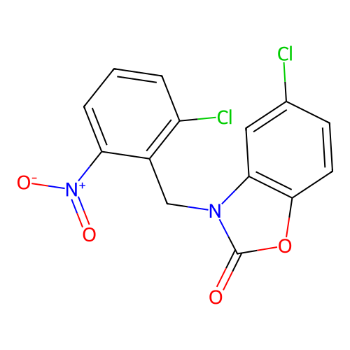 5-chloro-3-(2-chloro-6-nitrobenzyl)-1,3-benzoxazol-2(3H)-one structure