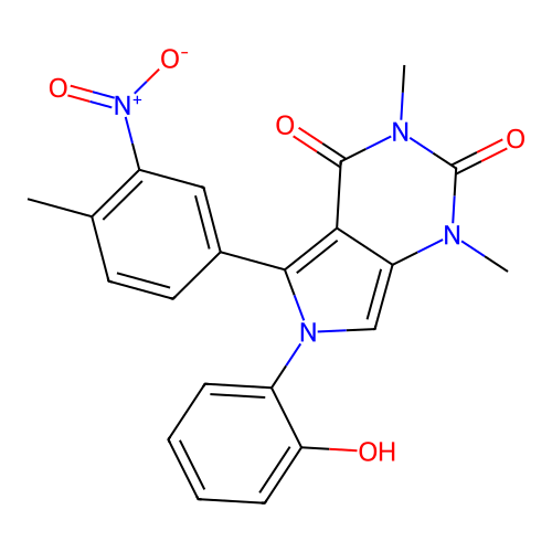 6-(2-hydroxyphenyl)-1,3-dimethyl-5-(4-methyl-3-nitrophenyl)-1H-pyrrolo[3,4-d]pyrimidine-2,4(3H,6H)-dione structure