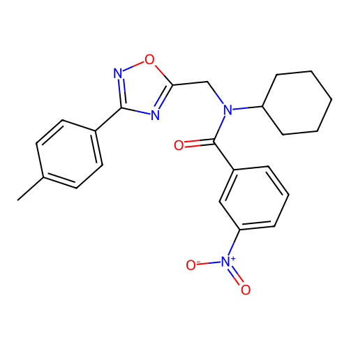 N-cyclohexyl-3-nitro-N-((3-(p-tolyl)-1,2,4-oxadiazol-5-yl)methyl)benzamide structure