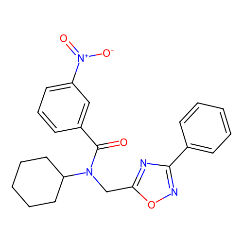 N-cyclohexyl-3-nitro-N-[(3-phenyl-1,2,4-oxadiazol-5-yl)methyl]benzamide structure