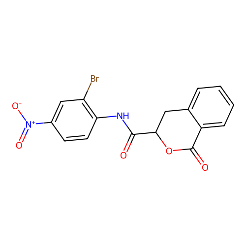 N-(2-bromo-4-nitrophenyl)-1-oxo-3,4-dihydro-1H-isochromene-3-carboxamide structure