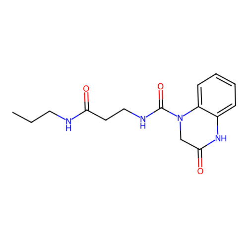 3-hydroxy-N-[3-oxo-3-(propylamino)propyl]quinoxaline-1(2H)-carboxamide structure