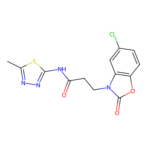 3-(5-chloro-2-oxo-1,3-benzoxazol-3(2H)-yl)-N-(5-methyl-1,3,4-thiadiazol-2-yl)propanamide structure
