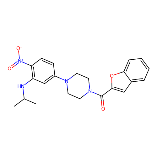 1-Benzofuran-2-yl{4-[4-nitro-3-(propan-2-ylamino)phenyl]piperazin-1-yl}methanone structure