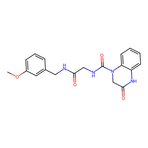 3-hydroxy-N-{2-[(3-methoxybenzyl)amino]-2-oxoethyl}quinoxaline-1(2H)-carboxamide structure