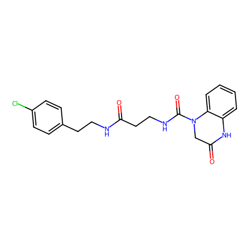 N-(3-{[2-(4-chlorophenyl)ethyl]amino}-3-oxopropyl)-3-hydroxyquinoxaline-1(2H)-carboxamide structure