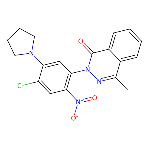 2-(4-chloro-2-nitro-5-(pyrrolidin-1-yl)phenyl)-4-methylphthalazin-1(2H)-one structure