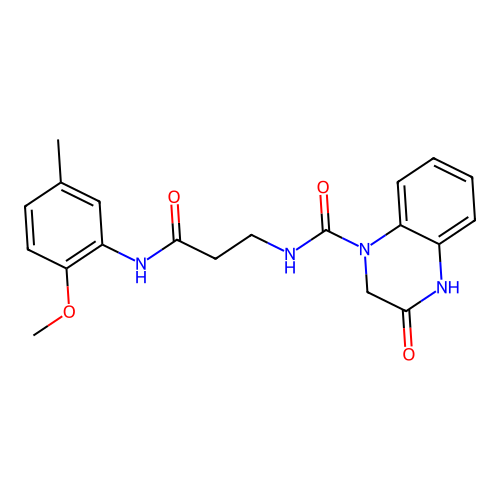 3-hydroxy-N-{3-[(2-methoxy-5-methylphenyl)amino]-3-oxopropyl}quinoxaline-1(2H)-carboxamide structure