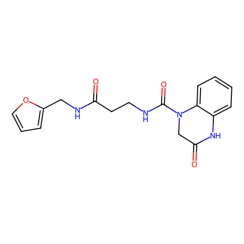 N-[3-(furan-2-ylmethylamino)-3-oxopropyl]-3-oxo-2,4-dihydroquinoxaline-1-carboxamide structure