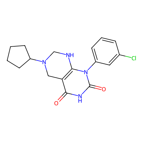 1-(3-chlorophenyl)-6-cyclopentyl-5,6,7,8-tetrahydropyrimido[4,5-d]pyrimidine-2,4(1H,3H)-dione structure
