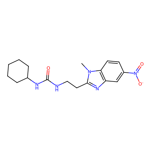 1-Cyclohexyl-3-[2-(1-methyl-5-nitrobenzimidazol-2-yl)ethyl]urea structure