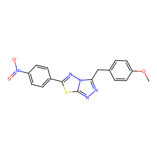 3-(4-Methoxybenzyl)-6-(4-nitrophenyl)[1,2,4]triazolo[3,4-b][1,3,4]thiadiazole structure