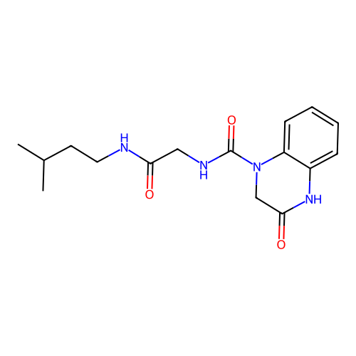 3-hydroxy-N-{2-[(3-methylbutyl)amino]-2-oxoethyl}quinoxaline-1(2H)-carboxamide structure