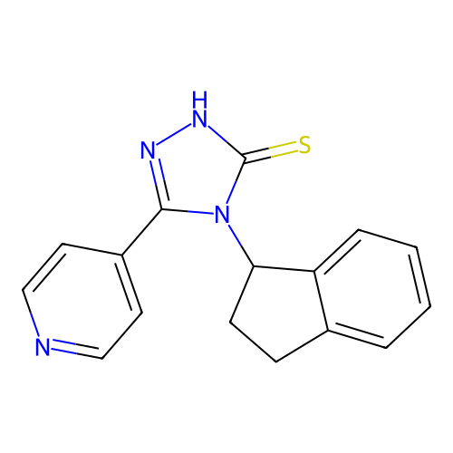4-(2,3-dihydro-1H-inden-1-yl)-3-pyridin-4-yl-1H-1,2,4-triazole-5-thione structure
