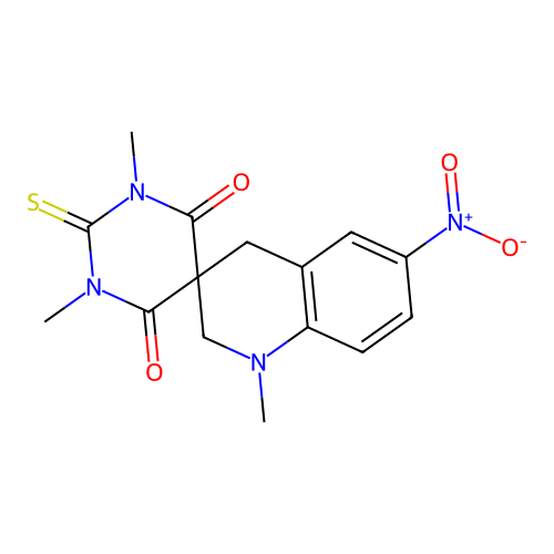 1,1',3-trimethyl-6'-nitro-2-sulfanylidenespiro[1,3-diazinane-5,3'-2,4-dihydroquinoline]-4,6-dione structure