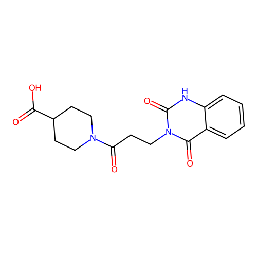 1-[3-(2-hydroxy-4-oxoquinazolin-3(4H)-yl)propanoyl]piperidine-4-carboxylic acid structure