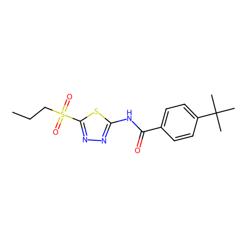 4-tert-butyl-N-[(2Z)-5-(propylsulfonyl)-1,3,4-thiadiazol-2(3H)-ylidene]benzamide structure