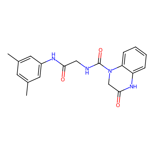 N-[2-(3,5-dimethylanilino)-2-oxoethyl]-3-oxo-2,4-dihydroquinoxaline-1-carboxamide structure