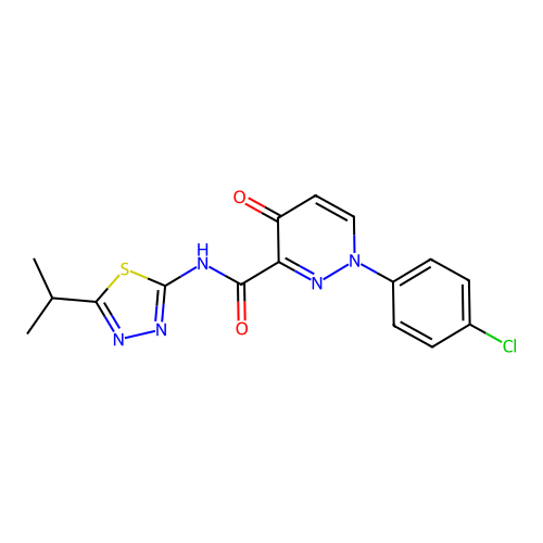 1-(4-chlorophenyl)-4-oxo-N-[5-(propan-2-yl)-1,3,4-thiadiazol-2-yl]-1,4-dihydropyridazine-3-carboxamide structure