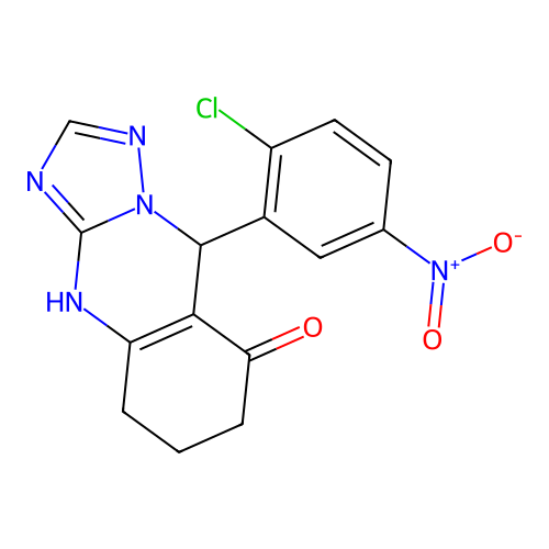 9-(2-Chloro-5-nitrophenyl)-5,6,7,9-tetrahydro-[1,2,4]triazolo[5,1-b]quinazolin-8(4H)-one structure