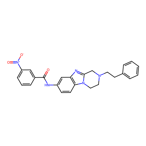 3-nitro-N-(2-phenethyl-1,2,3,4-tetrahydrobenzo[4,5]imidazo[1,2-a]pyrazin-8-yl)benzamide structure
