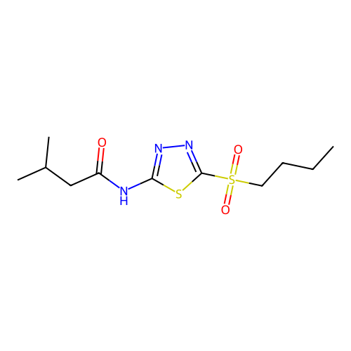 N-[5-(butylsulfonyl)-1,3,4-thiadiazol-2-yl]-3-methylbutanamide structure