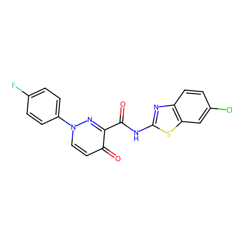 N-(6-chloro-1,3-benzothiazol-2-yl)-1-(4-fluorophenyl)-4-oxo-1,4-dihydropyridazine-3-carboxamide structure