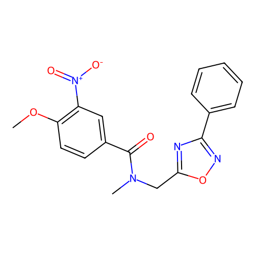 4-methoxy-N-methyl-3-nitro-N-[(3-phenyl-1,2,4-oxadiazol-5-yl)methyl]benzamide structure