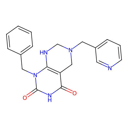 1-benzyl-6-(pyridin-3-ylmethyl)-5,6,7,8-tetrahydropyrimido[4,5-d]pyrimidine-2,4(1H,3H)-dione structure