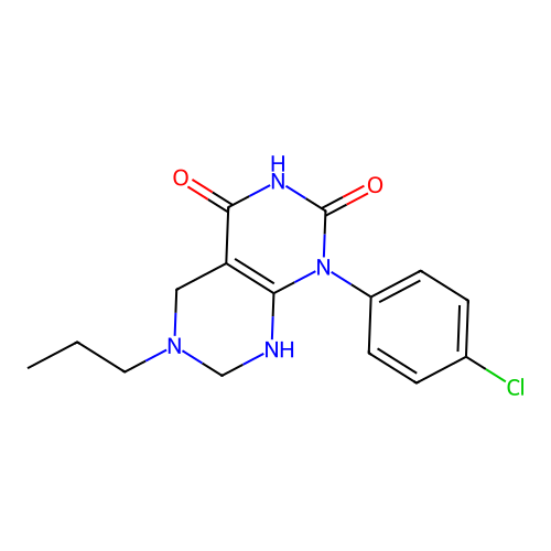 1-(4-chlorophenyl)-2-hydroxy-6-propyl-5,6,7,8-tetrahydropyrimido[4,5-d]pyrimidin-4(1H)-one structure