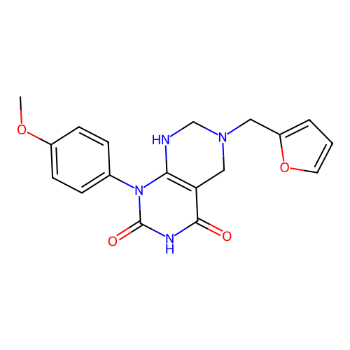 6-(furan-2-ylmethyl)-1-(4-methoxyphenyl)-5,6,7,8-tetrahydropyrimido[4,5-d]pyrimidine-2,4(1H,3H)-dione structure