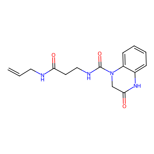 3-hydroxy-N-[3-oxo-3-(prop-2-en-1-ylamino)propyl]quinoxaline-1(2H)-carboxamide structure