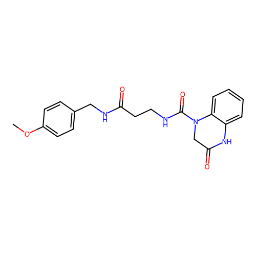 3-hydroxy-N-{3-[(4-methoxybenzyl)amino]-3-oxopropyl}quinoxaline-1(2H)-carboxamide structure
