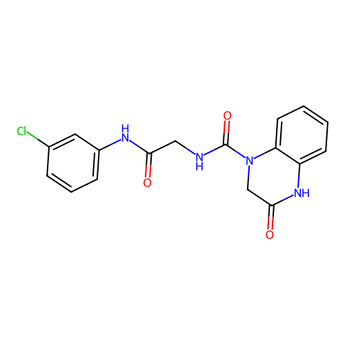 N-{2-[(3-chlorophenyl)amino]-2-oxoethyl}-3-hydroxyquinoxaline-1(2H)-carboxamide structure