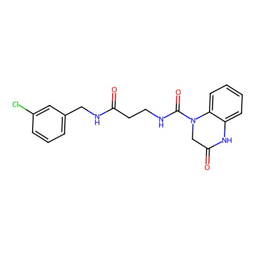 N-{3-[(3-chlorobenzyl)amino]-3-oxopropyl}-3-hydroxyquinoxaline-1(2H)-carboxamide structure