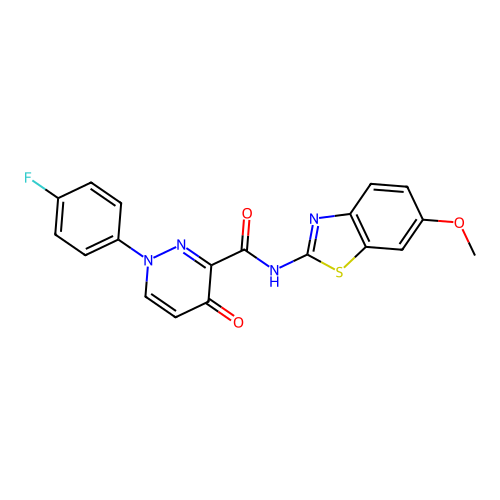 1-(4-fluorophenyl)-N-[(2Z)-6-methoxy-1,3-benzothiazol-2(3H)-ylidene]-4-oxo-1,4-dihydropyridazine-3-carboxamide structure