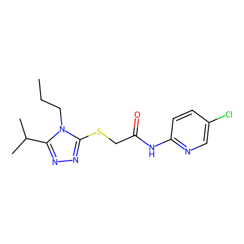 N-(5-chloropyridin-2-yl)-2-[(5-propan-2-yl-4-propyl-1,2,4-triazol-3-yl)sulfanyl]acetamide structure