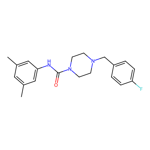 N-(3,5-dimethylphenyl)-4-[(4-fluorophenyl)methyl]piperazine-1-carboxamide structure