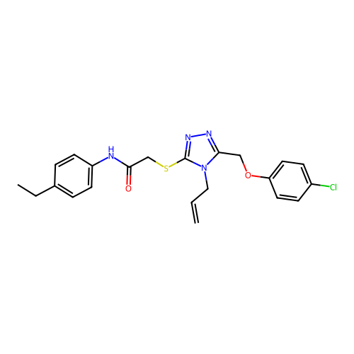 2-({5-[(4-chlorophenoxy)methyl]-4-(prop-2-en-1-yl)-4H-1,2,4-triazol-3-yl}sulfanyl)-N-(4-ethylphenyl)acetamide structure