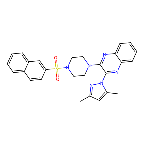 2-(3,5-dimethylpyrazol-1-yl)-3-(4-naphthalen-2-ylsulfonylpiperazin-1-yl)quinoxaline structure