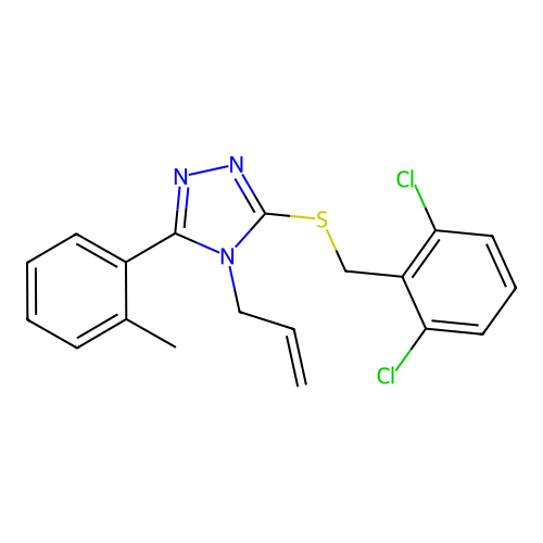 4-allyl-3-((2,6-dichlorobenzyl)thio)-5-(o-tolyl)-4H-1,2,4-triazole structure