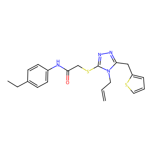 N-(4-ethylphenyl)-2-{[4-(prop-2-en-1-yl)-5-(thiophen-2-ylmethyl)-4H-1,2,4-triazol-3-yl]sulfanyl}acetamide structure