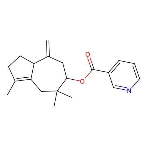 3,5,5-Trimethyl-8-methylene-1,2,4,5,6,7,8,8a-octahydroazulen-6-yl nicotinate structure