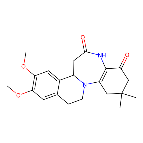 12,13-dimethoxy-6,6-dimethyl-1,3,5,6,7,9,10,14b-octahydroisoquino[2,1-a][1,5]benzodiazepine-2,4-dione structure