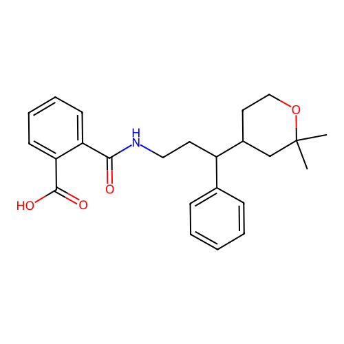 2-[[3-(2,2-dimethyloxan-4-yl)-3-phenyl-propyl]carbamoyl]benzoic Acid structure