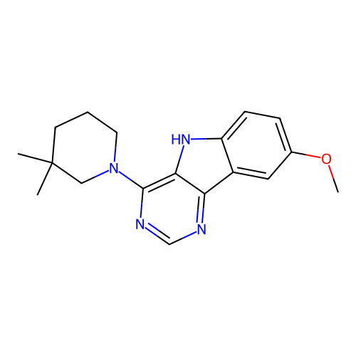 4-(3,3-dimethylpiperidin-1-yl)-8-methoxy-5H-pyrimido[5,4-b]indole structure