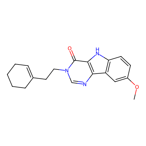 3-(2-(cyclohex-1-en-1-yl)ethyl)-8-methoxy-3H-pyrimido[5,4-b]indol-4(5H)-one structure