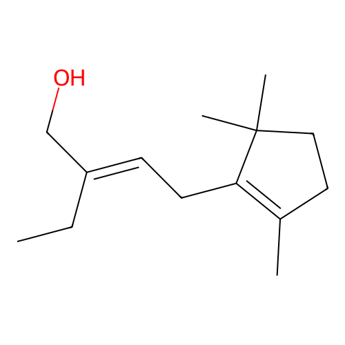 (E)-2-ethyl-4-(2,5,5-trimethylcyclopent-1-en-1-yl)but-2-en-1-ol structure