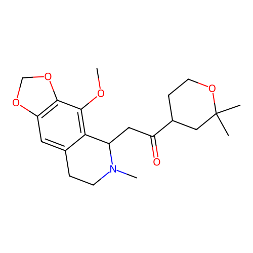 1-(2,2-dimethyloxan-4-yl)-2-(4-methoxy-6-methyl-7,8-dihydro-5H-[1,3]dioxolo[4,5-g]isoquinolin-5-yl)ethanone structure
