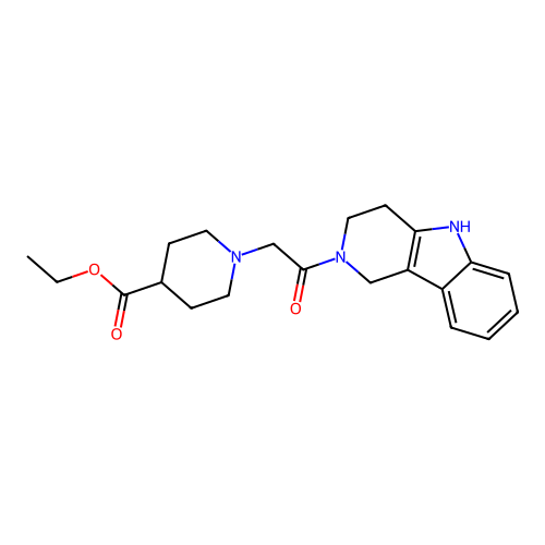 ethyl 1-(2-(3,4-dihydro-1H-pyrido[4,3-b]indol-2(5H)-yl)-2-oxoethyl)piperidine-4-carboxylate structure
